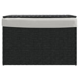 Laundry Basket with Lid Black 55.5x35x34 cm Poly Rattan - Side View