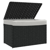 Laundry Basket with Lid Black 55.5x35x34 cm Poly Rattan - Top-Down View