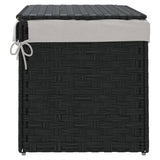 Laundry Basket with Lid Black 55.5x35x34 cm Poly Rattan - 45-Degree Angle