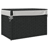 Laundry Basket with Lid Black 55.5x35x34 cm Poly Rattan