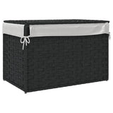 Laundry Basket with Lid Black 55.5x35x34 cm Poly Rattan - Rear View