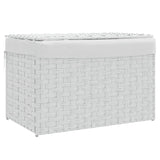Laundry Basket with Lid White 55.5x35x34 cm Poly Rattan - Front View