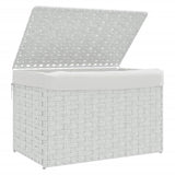 Laundry Basket with Lid White 55.5x35x34 cm Poly Rattan - Top-Down View
