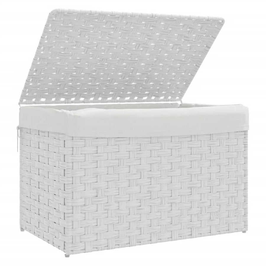Laundry Basket with Lid White 55.5x35x34 cm Poly Rattan