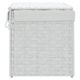 Laundry Basket with Lid White 55.5x35x34 cm Poly Rattan - 45-Degree Angle