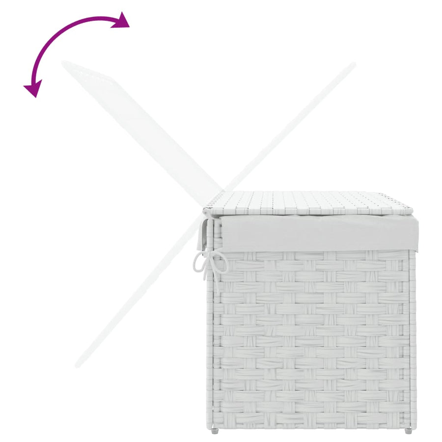 Laundry Basket with Lid White 55.5x35x34 cm Poly Rattan