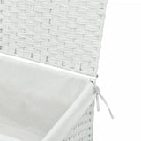 Laundry Basket with Lid White 55.5x35x34 cm Poly Rattan - Low Angle