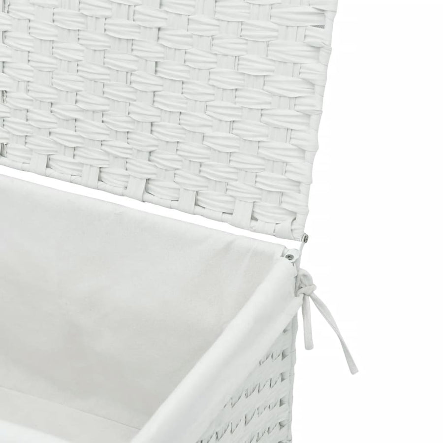 Laundry Basket with Lid White 55.5x35x34 cm Poly Rattan