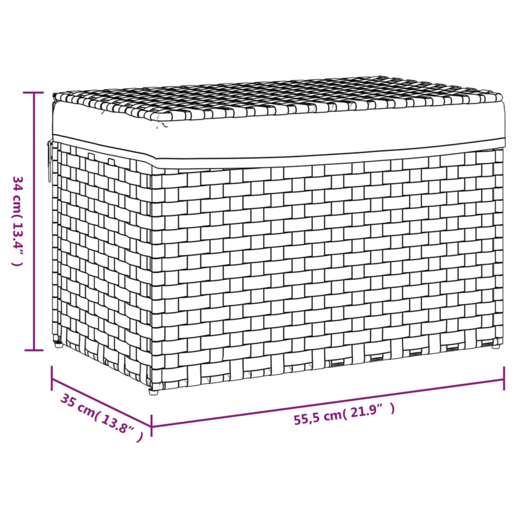 Laundry Basket with Lid White 55.5x35x34 cm Poly Rattan