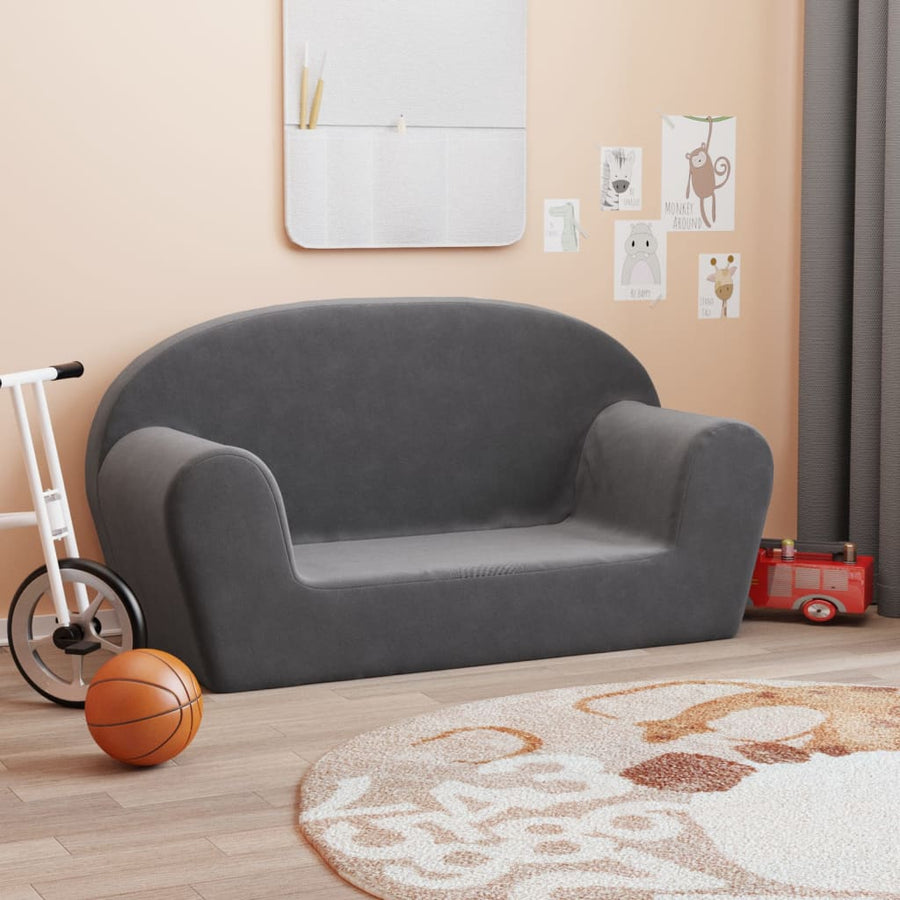 Kids'Sofa 2-Seater Anthracite Soft Plush