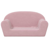 Kids' Sofa 2-Seater Pink Soft Plush - Side View