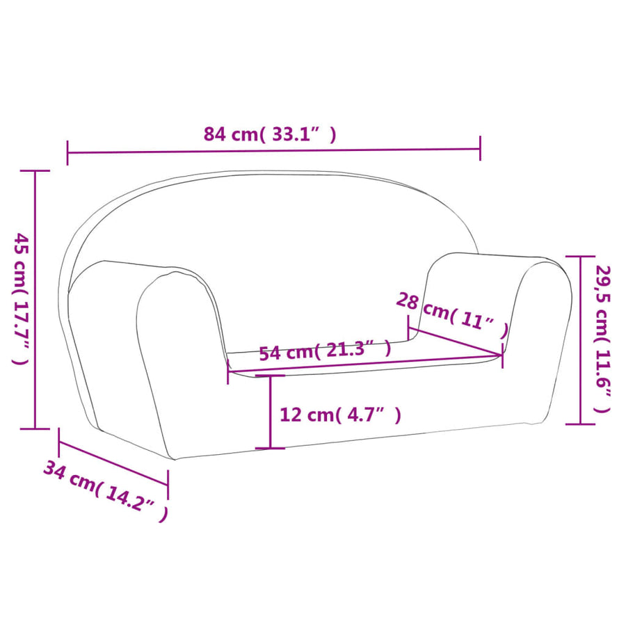 Kids'Sofa 2-Seater Pink Soft Plush