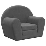 Kids' Sofa Bed Anthracite Soft Plush - Front View