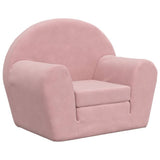Kids' Sofa Bed Pink Soft Plush - Front View