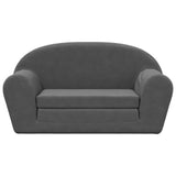 Kids' Sofa Bed 2-Seater Anthracite Soft Plush - Side View