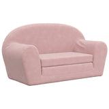 Kids' Sofa Bed 2-Seater Pink Soft Plush - Front View
