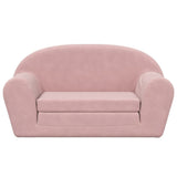 Kids' Sofa Bed 2-Seater Pink Soft Plush