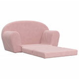 Kids' Sofa Bed 2-Seater Pink Soft Plush - Top-Down View