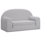 Kids' Sofa Bed 2-Seater Light Grey Soft Plush - Front View