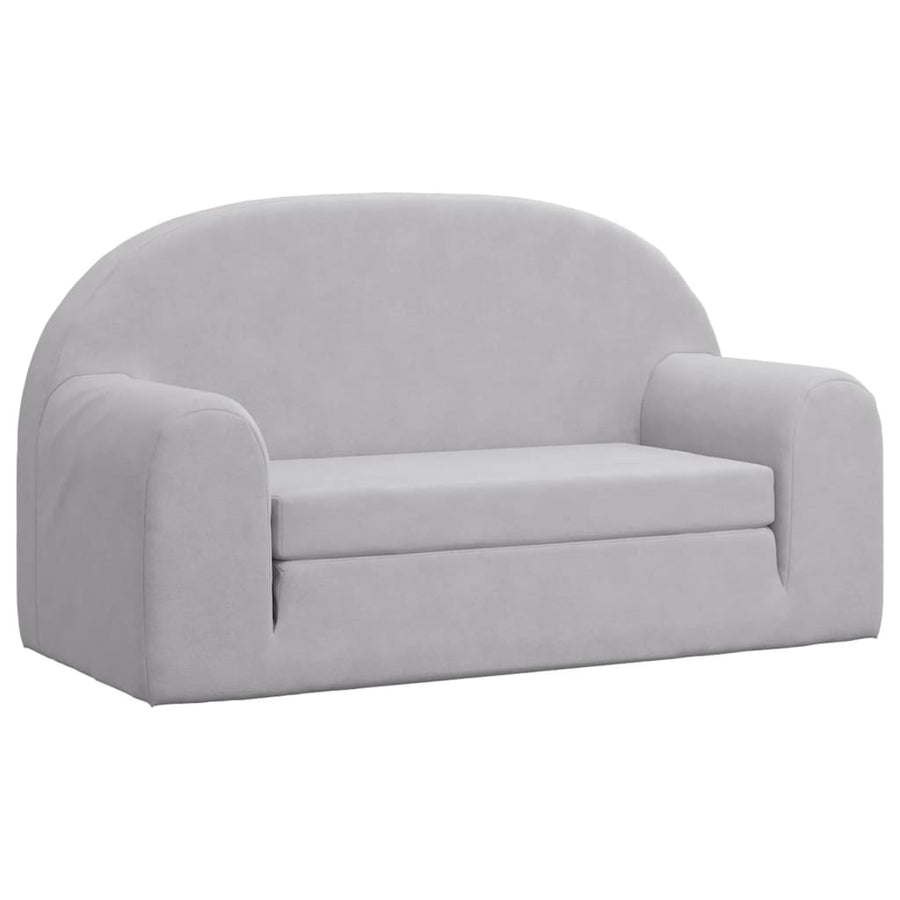 Kids'Sofa Bed 2-Seater Light Grey Soft Plush