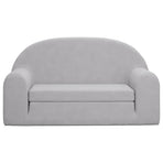 Kids'Sofa Bed 2-Seater Light Grey Soft Plush