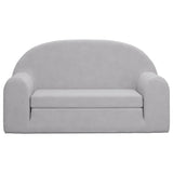 Kids' Sofa Bed 2-Seater Light Grey Soft Plush - Side View