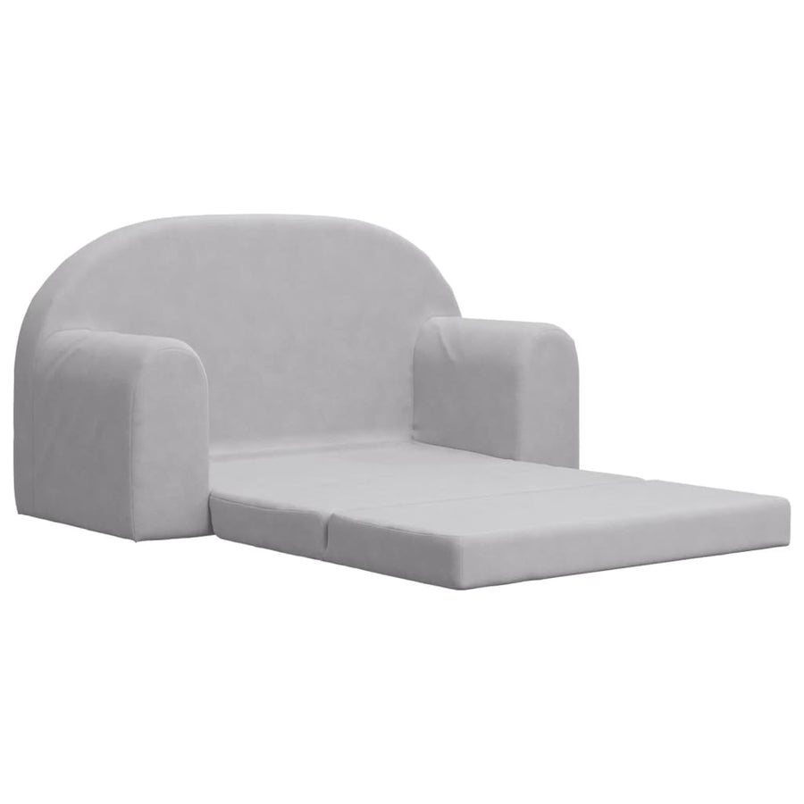 Kids'Sofa Bed 2-Seater Light Grey Soft Plush