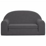 Kids' Sofa Bed 2-Seater Anthracite Soft Plush - Side View