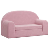 Kids' Sofa Bed 2-Seater Pink Soft Plush - Front View