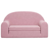 Kids' Sofa Bed 2-Seater Pink Soft Plush - Side View