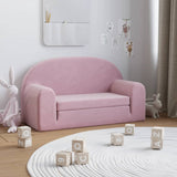 Kids' Sofa Bed 2-Seater Pink Soft Plush