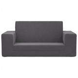 Kids' Sofa Bed 2-Seater Anthracite Soft Plush - Side View