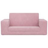 Kids' Sofa Bed 2-Seater Pink Soft Plush