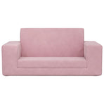 Kids'Sofa Bed 2-Seater Pink Soft Plush