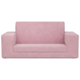 Kids' Sofa Bed 2-Seater Pink Soft Plush - Side View