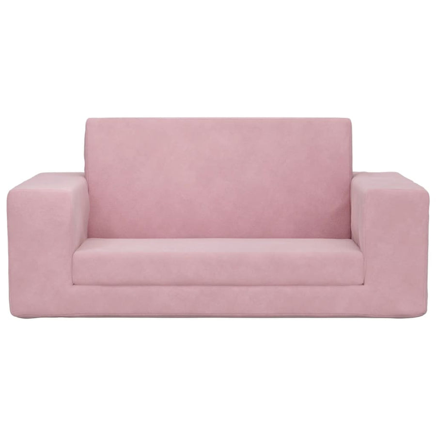 Kids'Sofa Bed 2-Seater Pink Soft Plush