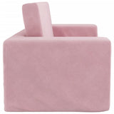 Kids' Sofa Bed 2-Seater Pink Soft Plush