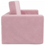 Kids'Sofa Bed 2-Seater Pink Soft Plush