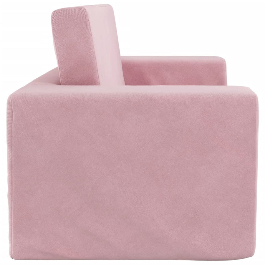 Kids'Sofa Bed 2-Seater Pink Soft Plush