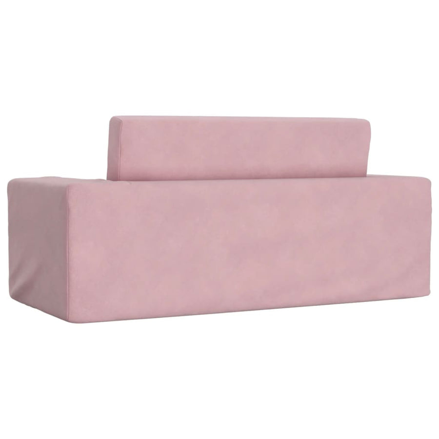 Kids'Sofa Bed 2-Seater Pink Soft Plush