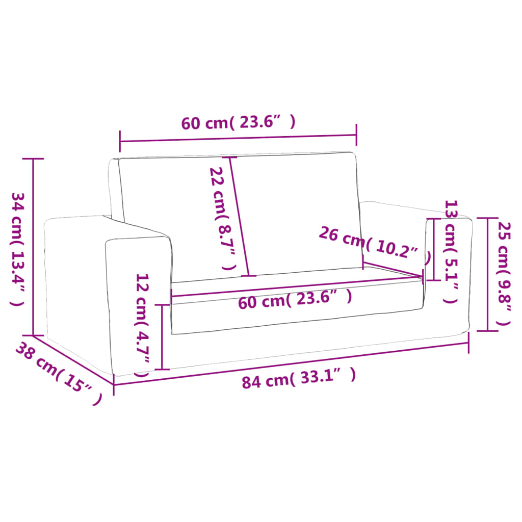 Kids' Sofa Bed 2-Seater Pink Soft Plush