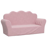 Kids' Sofa 2-Seater Pink Soft Plush - Front View