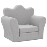 Kids' Sofa Bed Light Grey Soft Plush - Front View