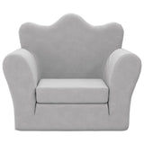 Kids' Sofa Bed Light Grey Soft Plush - Side View