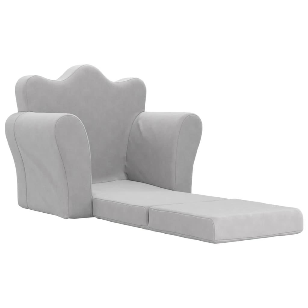 Kids' Sofa Bed Light Grey Soft Plush