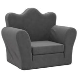 Kids' Sofa Bed Anthracite Soft Plush - Front View