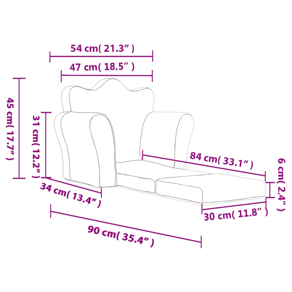 Kids' Sofa Bed Anthracite Soft Plush