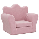 Kids' Sofa Bed Pink Soft Plush - Front View