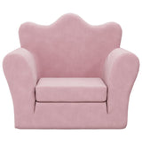 Kids' Sofa Bed Pink Soft Plush - Side View