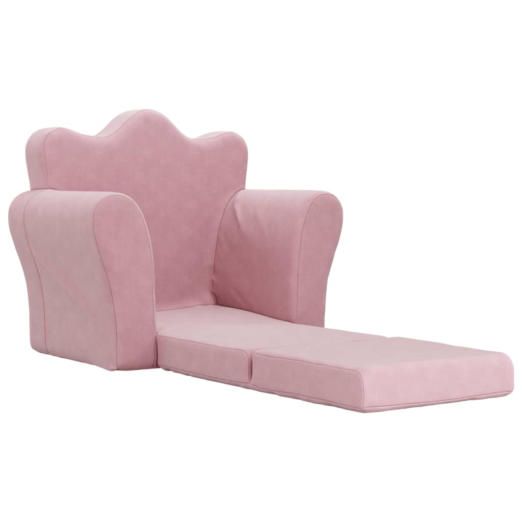 Kids' Sofa Bed Pink Soft Plush